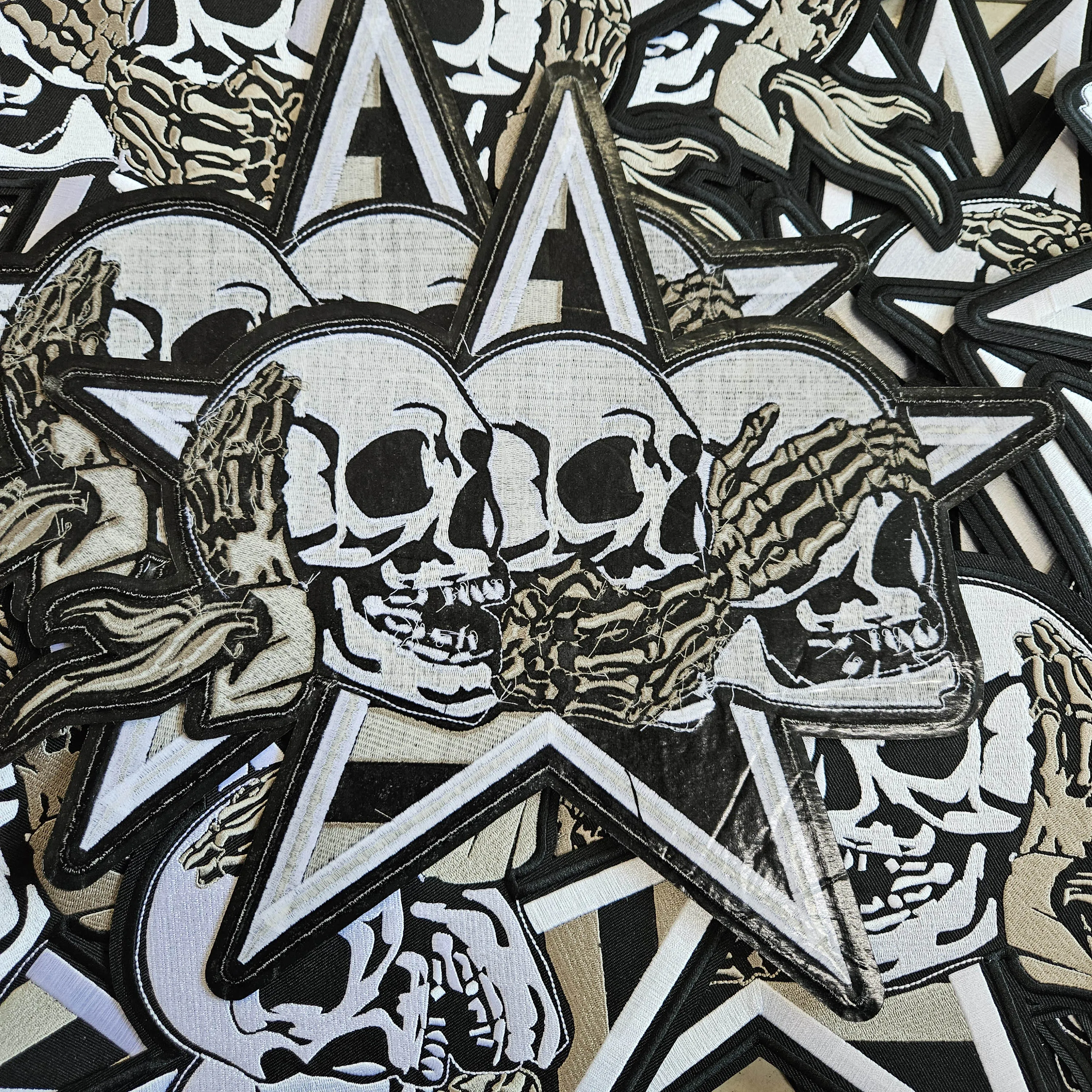 Pas merklogo aan Harley Motor Retro Skull Iron-On Patch DIY naai opstrijkbare badges groot formaat kleding terug patches