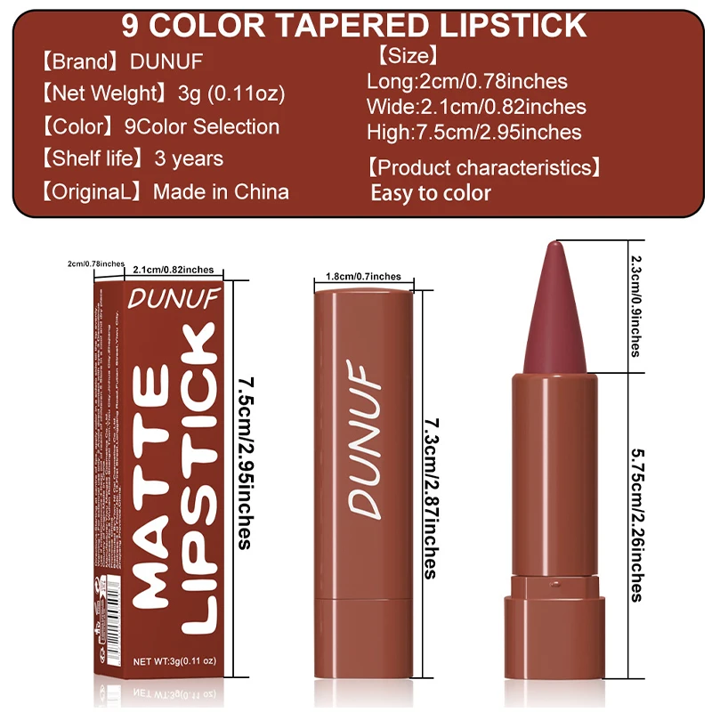 Tapered Gradient Lipliner Crayon Lip Liner Matte Brown Velvet ลิปสติก Smudge-proof ไม่เหนียวเหนอะหนะ Contouring Tint Lip Makeup