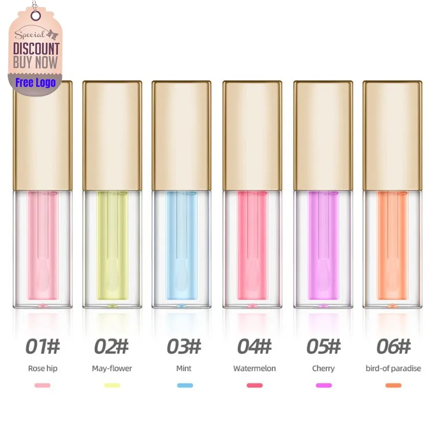 

Private Label 6flavors Clear Lip Oil Moisturizing Nourish Plumping Long Lasting Hydrating Easy To Apply Lipgloss Bulk Makeup