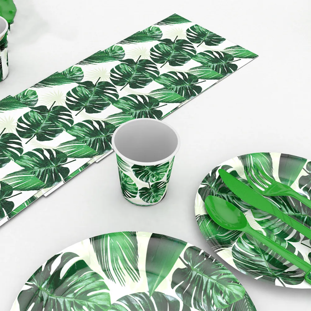 50 Uds. Servilletas impresas con diseño de Monstera de 33Cm, servilletas de papel desechables para fiesta, decoración con temática hawaiana, suministros para cocina y bar