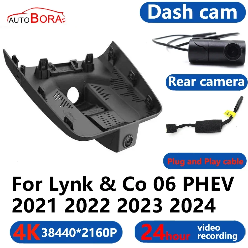 AutoBora 4K Wifi 3840*2160 Car DVR Dash Cam Camera 24H Video Monitor For Lynk & Co 06 PHEV 2021 2022 2023 2024