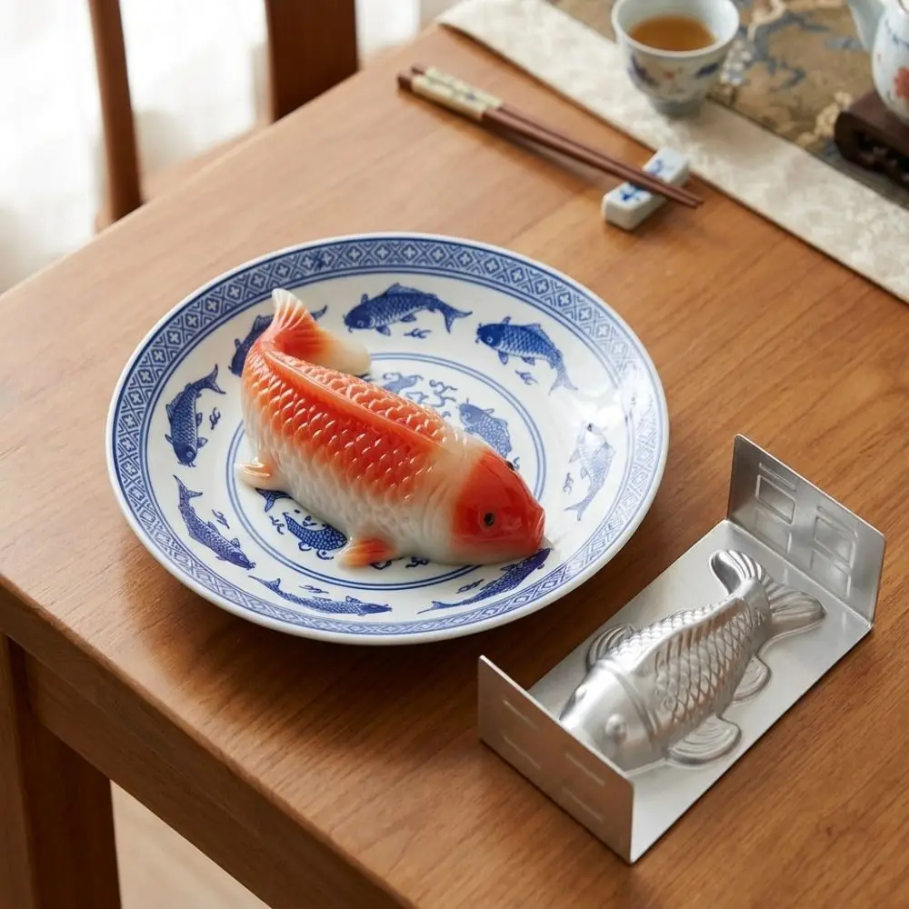 Non-stick Aluminum Fish-Shaped Rice Cake Mold Lightweight Realistic Carp Jelly Mold DIY Heat-resistant Baking Mold Restaurant