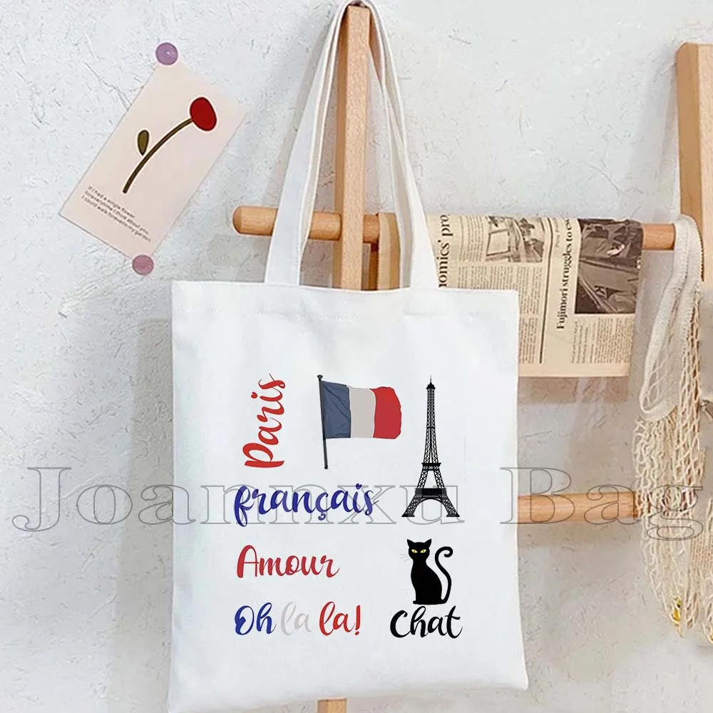 C'est la vie Funny French Words Quotes Collection Paris Eiffel Tower France Parisian Cute Gifts Canvas Tote Bag Shopper Handbag