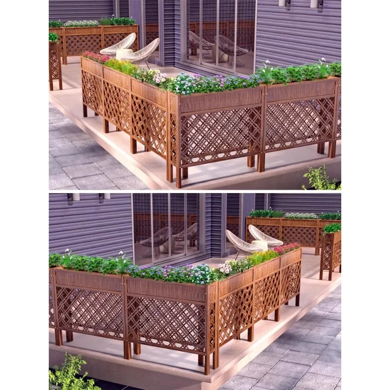 Partition flower stand outdoor preservative wood fence fence courtyard partition flower box indoor screen restaurant catering