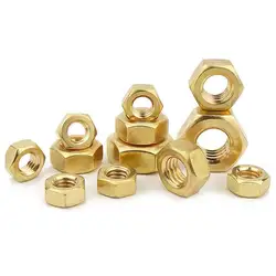 5/100pcs DIN934 Solid Brass Copper Hex Hexagon Nut for M1 M1.2 M1.4 M1.6 M2 M2.5 M3 M4 M5 M6 M8 M10 M12 Screw Bolt Metric Thread