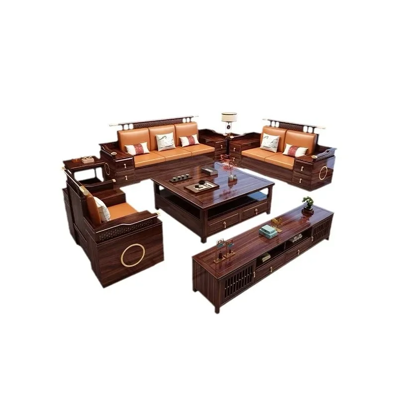 

New Chinese ebony sofa, large and small apartment, winter and summer dual use, living room sofa