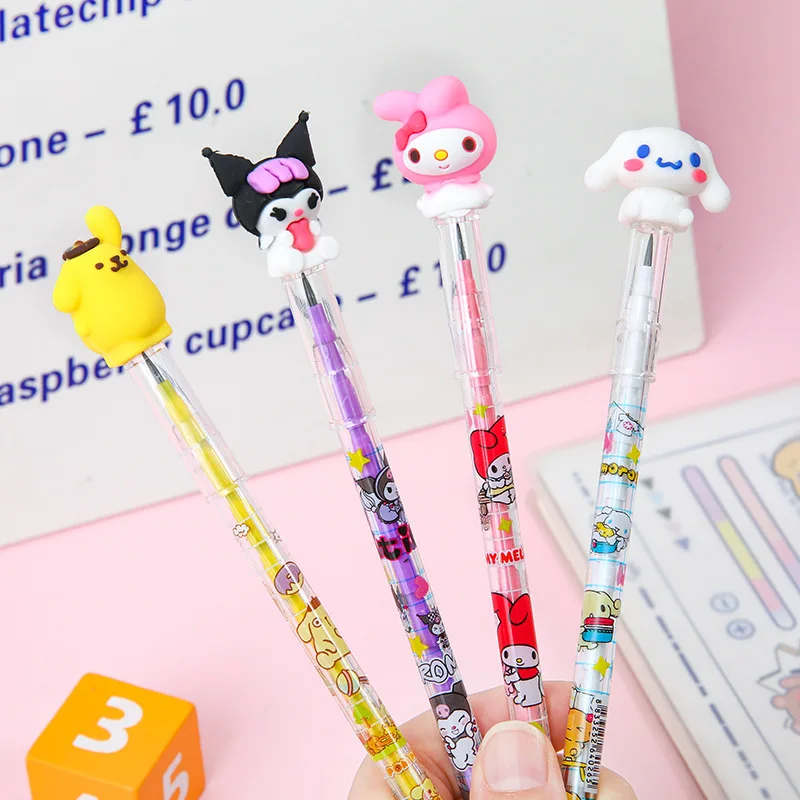 56pcs matita meccanica Sanrio Hello Kitty Cinnamoroll suggerimenti in Silicone per studenti che scrivono matita materiale scolastico cancelleria all'ingrosso