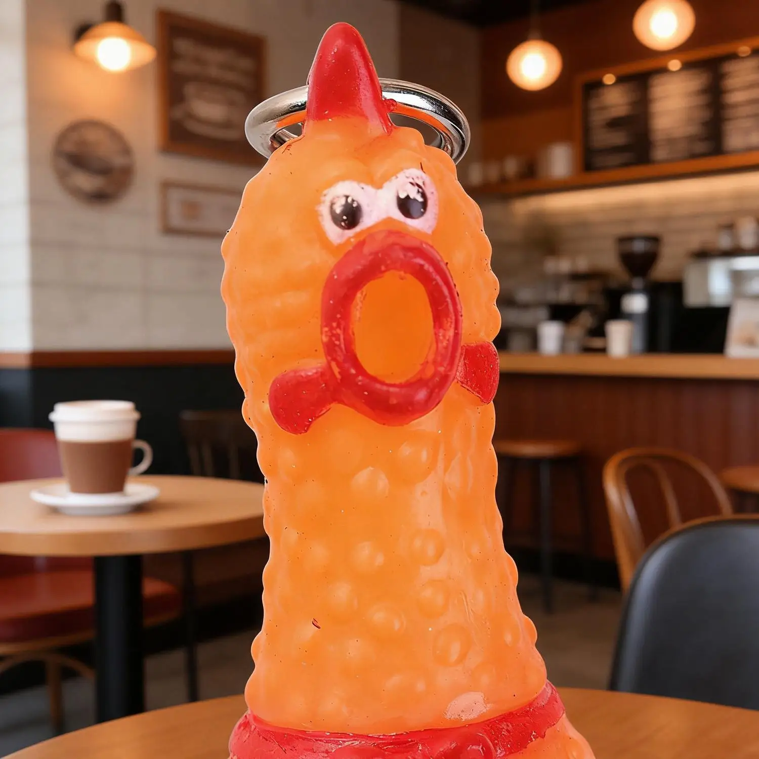 Rubber Squeeze Screaming Chicken Pendant Keychain Creative Yellow Shrilling Chicken Voice Toy Keyring Creative Kids Friend Gift