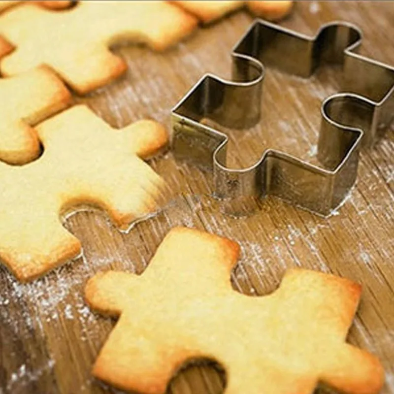 4pcs Stainless Steel Puzzle Cookie Cutters Set Square Cookie Cutter with Interlocking Pieces for Cookies Cakes Vegetables Clay