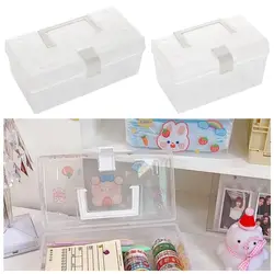 1Pcs Transparent Plastic Storage Box Large-Capacity Sundries Stationery Mask Miscellaneous Container Box Household