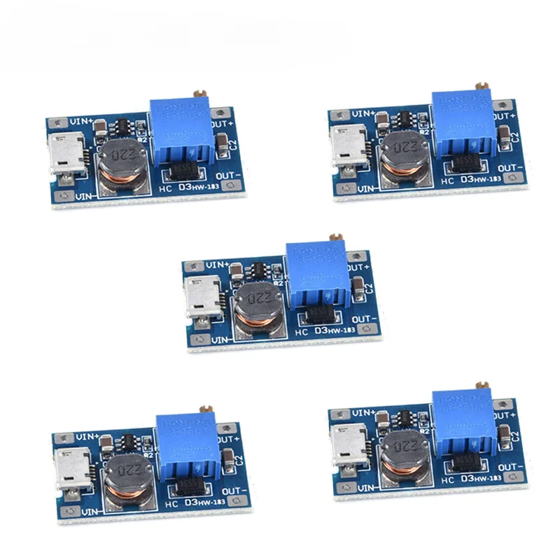Module d'amplification réglable MT3608 DC-DC, 2a DC, Micro USB, 2V-24V à 5V, 9V, 12V, 28V