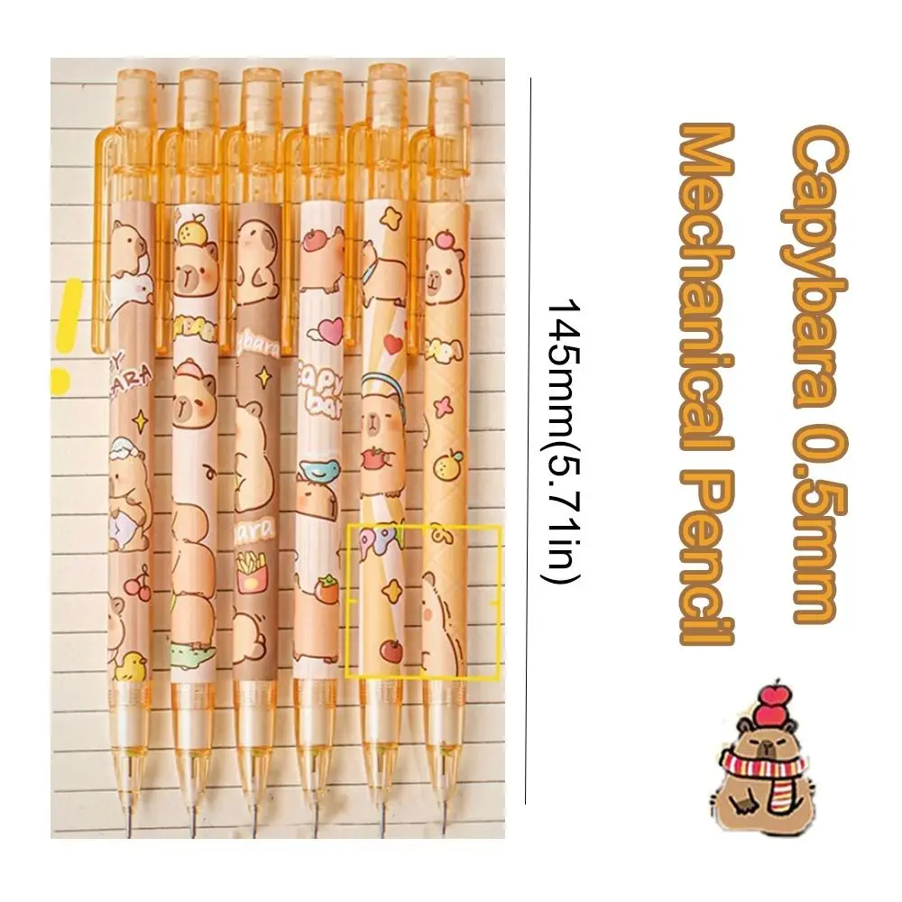 6 قطعة INS Kawaii كابيبارا قلم رصاص ميكانيكي جمالي لطيف 0.5 مللي متر قلم رصاص ميكانيكي مع ممحاة الكتابة دفع قلم رصاص الطلاب