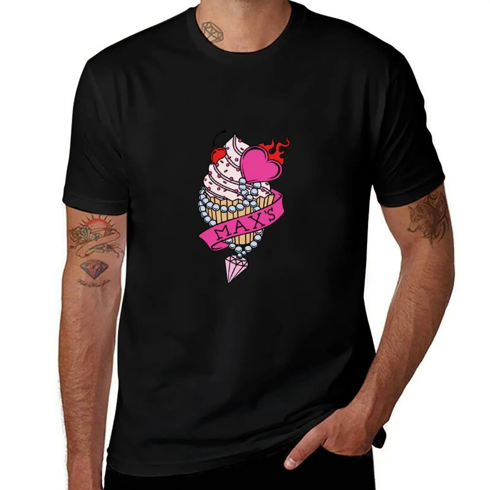 Max&x27;s Homemade Cupcakes Logo from Two Broke Girl$ T-Shirt Light Athletic Short Sleeve Tee Shirt