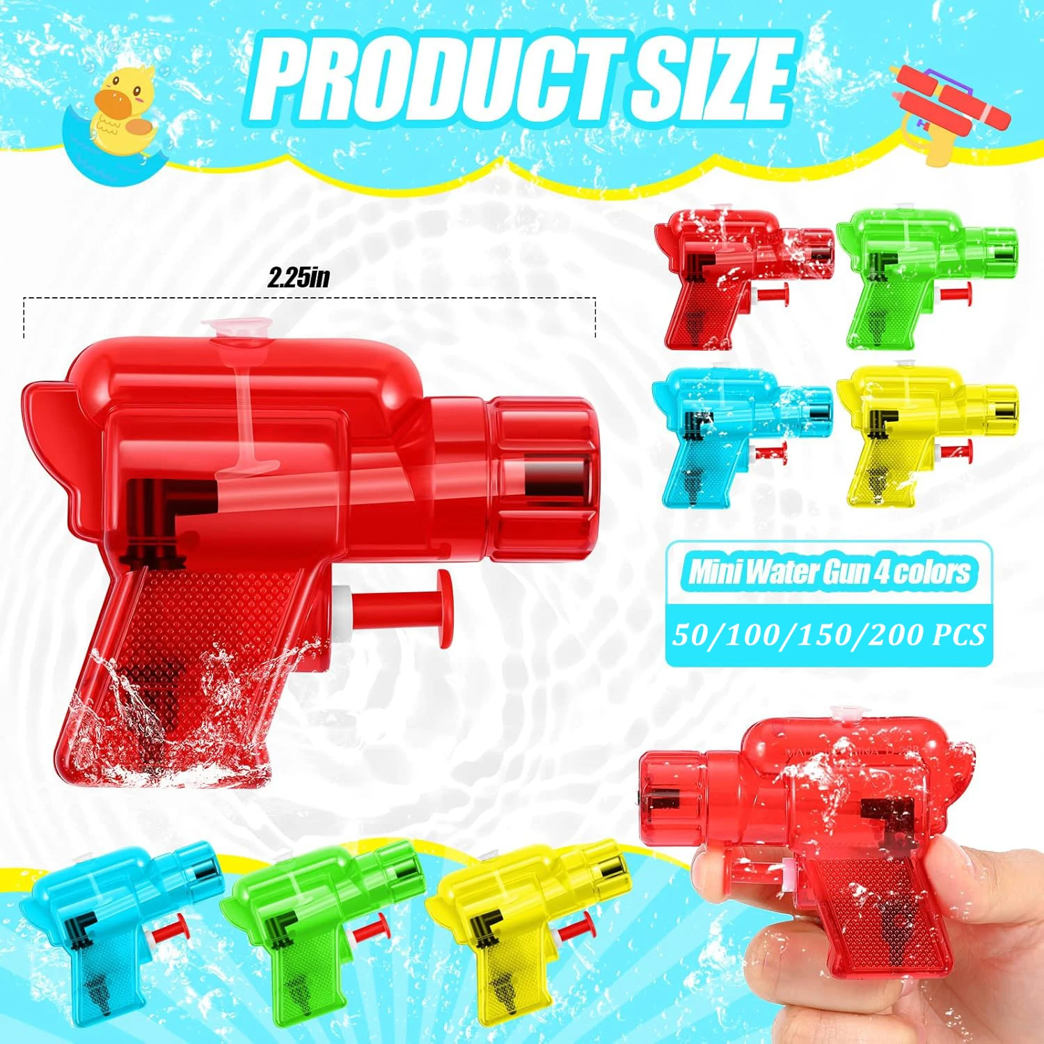 50-200 Pack Mini pistolet à eau pour garçons et filles pistolets à eau colorés petit pistolet jouet pistolet en plastique pour parc aquatique de plage