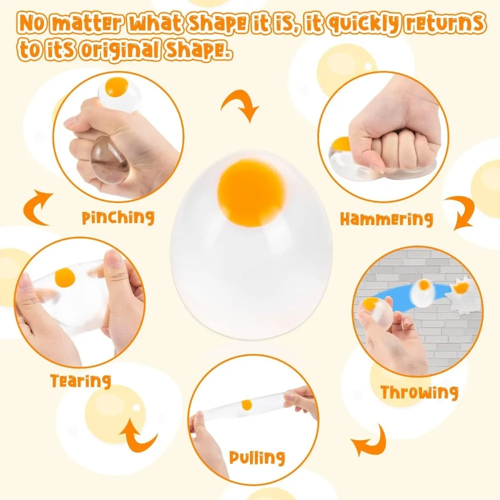 Squishy Egg Stress Relief Toys - Stretchy Squeeze Fidget Toys for Kids Adults, Anti-Anxiety Sensory Party Favors Easter Gifts