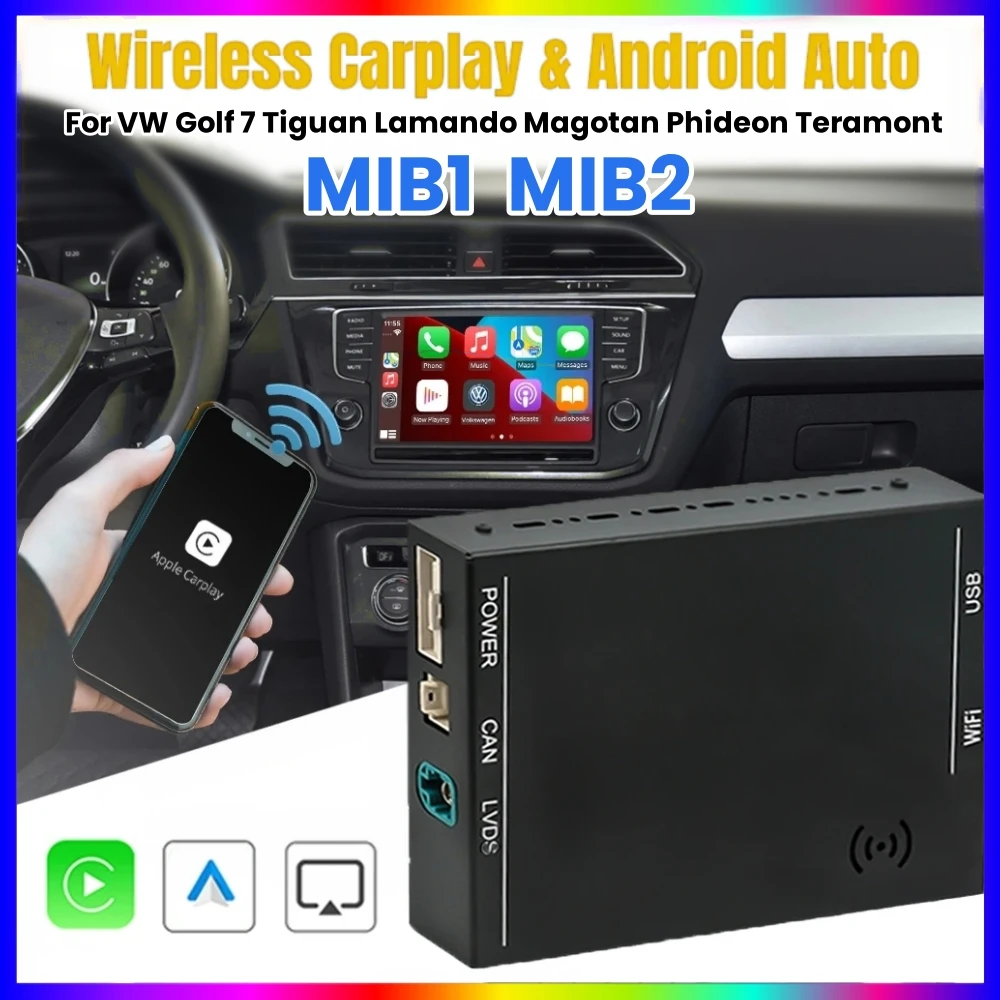 Wireless Carplay Android Auto Mirror Link Module Box For VW Volkswagen Skoda Octavia A5 Golf 7 Polo Passat B8 With MIB1 MIB2