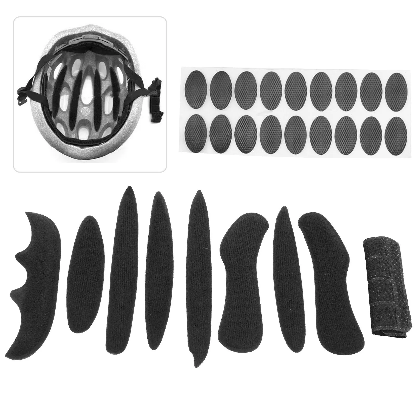 2 Set  Electric Bike Helmet Liner Lining Hook&amp loop Sponge Combination Set Helmet Accessory