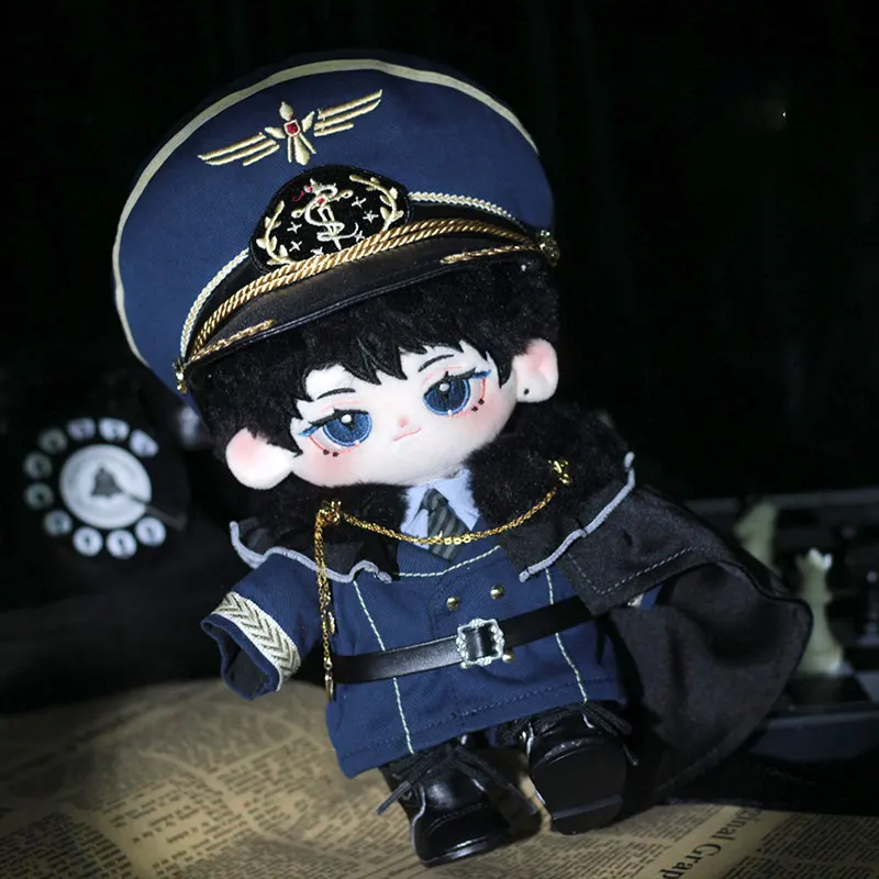 20cm Plush Toy Doll Clothes Air Force General Clothes Blue Military Hat Shirt Tie Cloak Coat Pants Boys and Girls Birthday Gifts