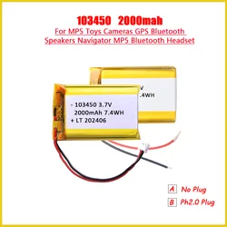 103450 2000mAh 3.7V Polymer Lithium Battery For Gps LED Light Driving Recorder Bluetooth Speaker Ps4 Controller Lipo Battery