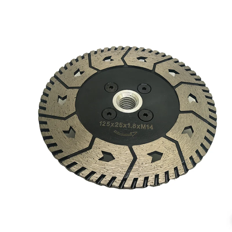 125mmターボダイヤモンドソーブレード、石・タイル・コンクリート・大理石用2-in-1切断研磨ディスク（保護歯付き）