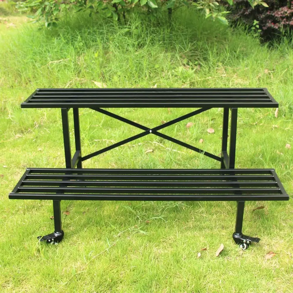 

2-Tier Metal Plant Stand with Wheels, Heavy Duty for Indoor/Outdoor Use, 440 LBS Capacity