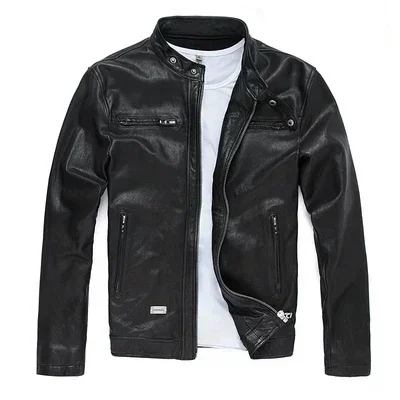 

Leather Men Jacket 100% Genuine Real Sheep Goat Skin Brand Black Male Bomber Motorcycle Biker Man's Coat Autumn Spring Clothes