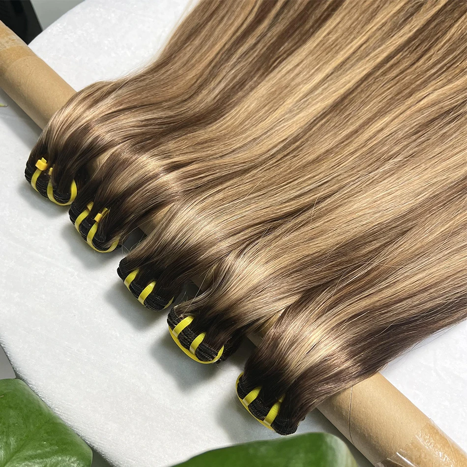 Yiwigs # P4/27 duplo desenhado 100% pacotes de cabelo humano destaque ombred cor osso em linha reta 10-30 polegadas extensões tecer cabelo cru