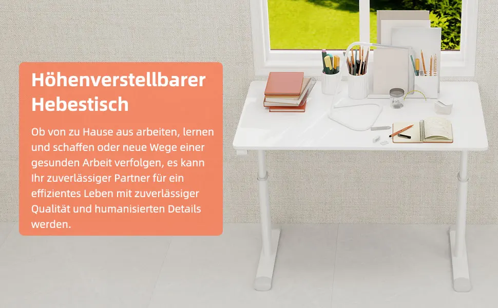 60*100cm Höhenverstellbarer Schreibtisch für Kinder & Erwachsene, Multifunktionales Kompaktdesign für Zuhause & Büro – Detail 1