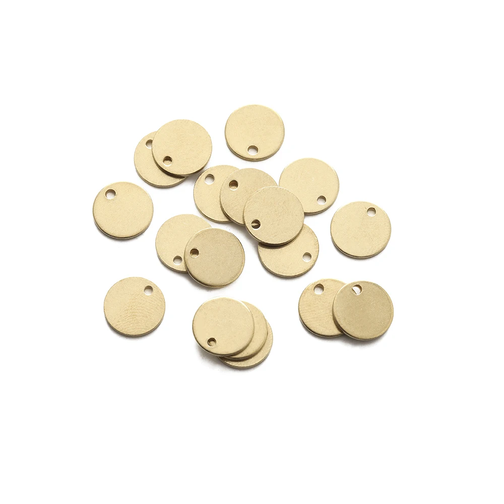 30Pcs Raw Brass Flat Round Charms 10mm Circle Blank Stamping Tag Pendant for Earrings Necklace Bracelet Jewelry Making Findings