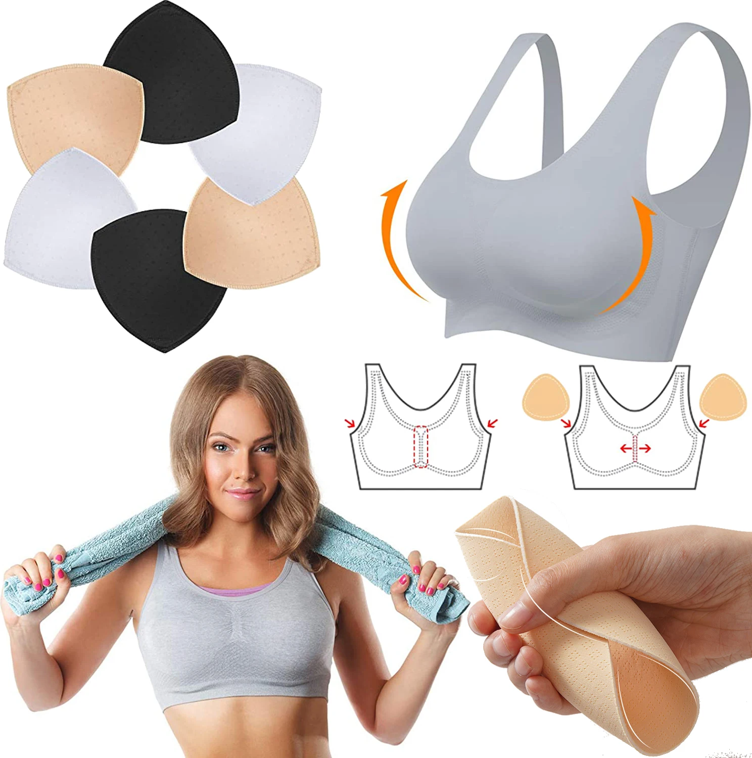 

Triangle Bra Cup Pads Perforated Breathable Nipple Cover Sponge Pad Underwear Bra Insert Pad Bikini Breast liner Thickness 0.8mm