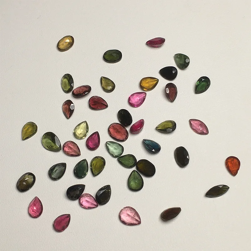 

Wholesale 10pcs/lot Genuine Multi Tourmaline Bead Cabochon 5x7mm Faceted Pear Drop Brilliant-cut Gemstone Jewelry Accessory