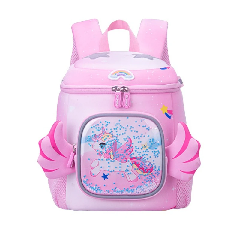 Crianças unicórnio arco-íris dos desenhos animados pequenos mochilas com asas nova menina princesa doce crianças estudantes moda balde schoolbags