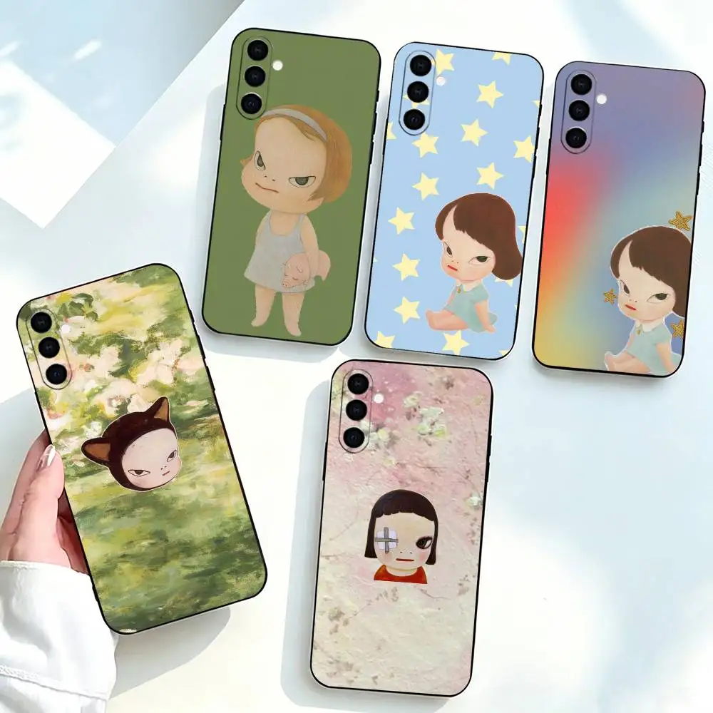 Cute Yoshitomo Nara-a Phone Case For Samsung Galaxy A73,A72,A71,A70,A53,A52,A51,Others Soft Black Cover