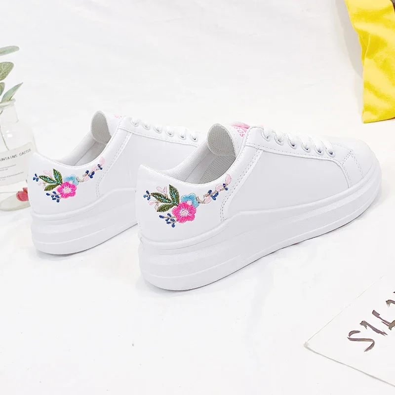 Zapatos casuales cómodos para mujeres, zapatos deportivos transpirables con cordón y flores, zapatos casuales primavera-verano,