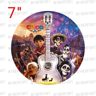 Disney Coco Theme วันเกิดตกแต่งทิ้งชุดบนโต๊ะอาหารแผ่นกระดาษถ้วยผ้าปูโต๊ะสําหรับอาบน้ําเด็กอุปกรณ์