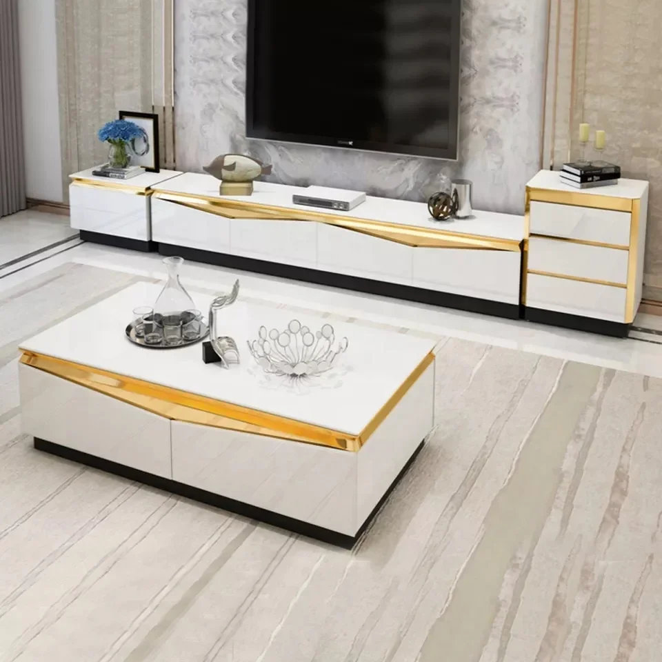 YOUITAI Modern luxury tv stand center tea table and tv console cabinet stands coffee table set living room furniture