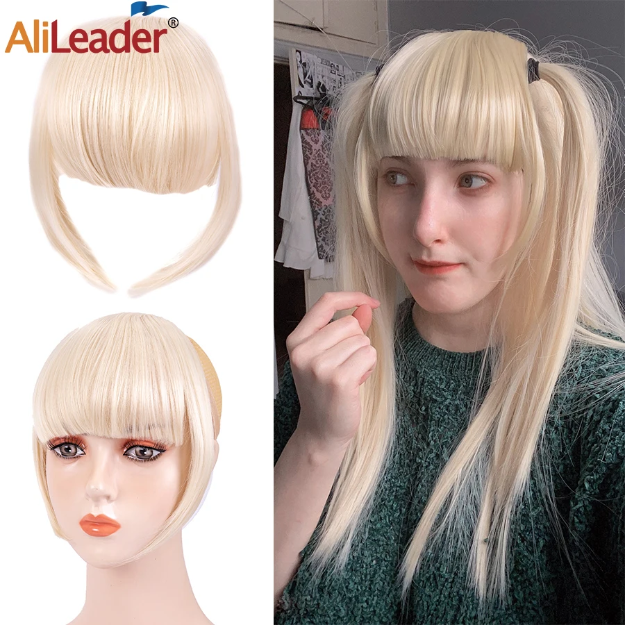 Синтетические накладные бахромы Alileader, короткие прямые накладные волосы, шиньоны для женщин, термостойкие зажимы, блонд, коричневый