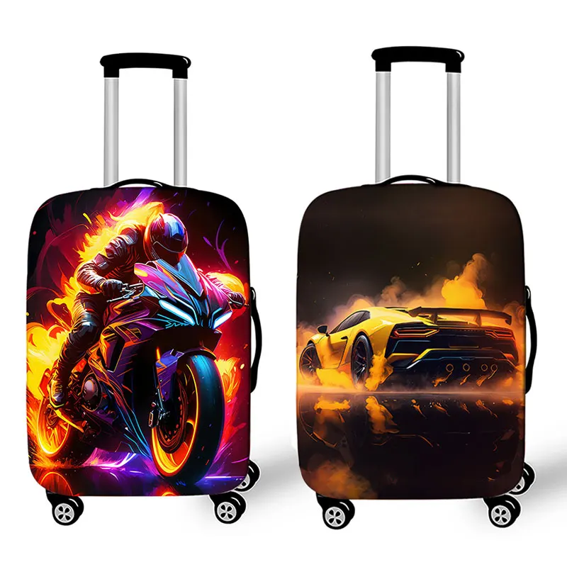 

Чехол для багажа с графическим принтом «Крутой гоночный автомобиль/мотоцикл», эластичный защитный чехол для чемодана, пылезащитный чехол для тележки