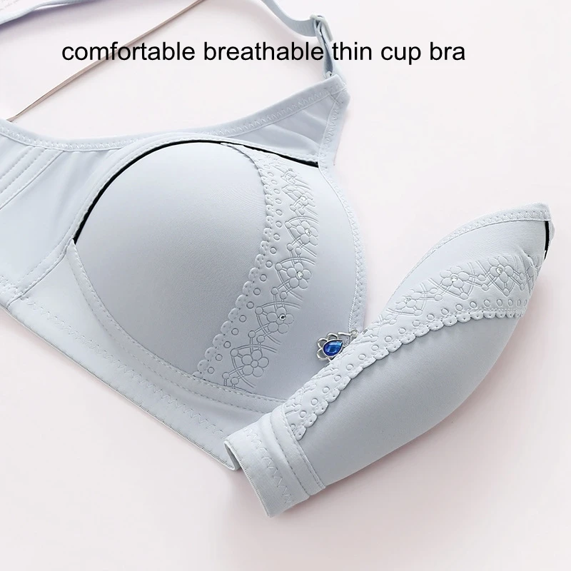 New Women Bra Sexy Push Up Tops B Cup Thin Section Underwear Without Steel Ring Lingerie Soft Comfortable Gathering Brassiere