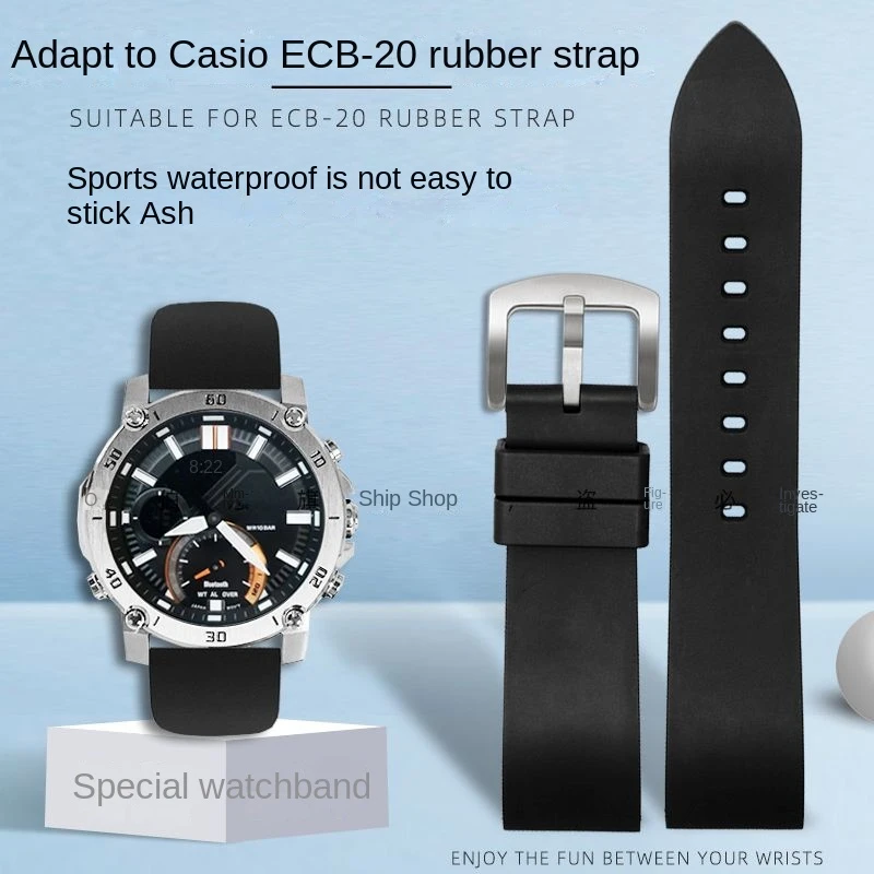 For Casio ECB-20 EQB-800BL 500 900 EFR-303 EFR-304 FKM Rubber Silicone replacement Waterproof Watchband strap Watch accessories