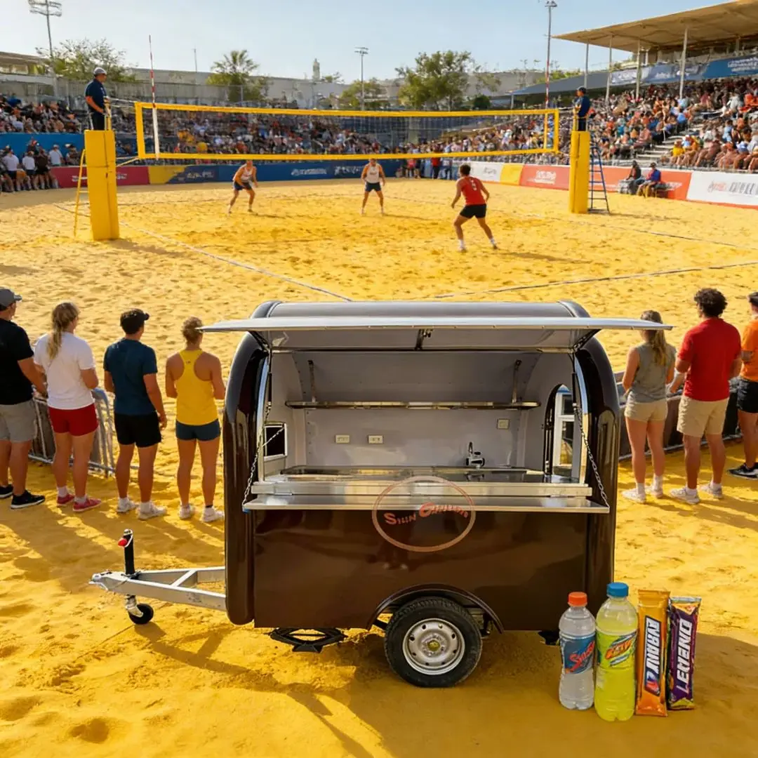 

Fiberglass Mobile Food Trailer Stainless Steel Kitchen Cart with Sink And Storage for Street Food Business