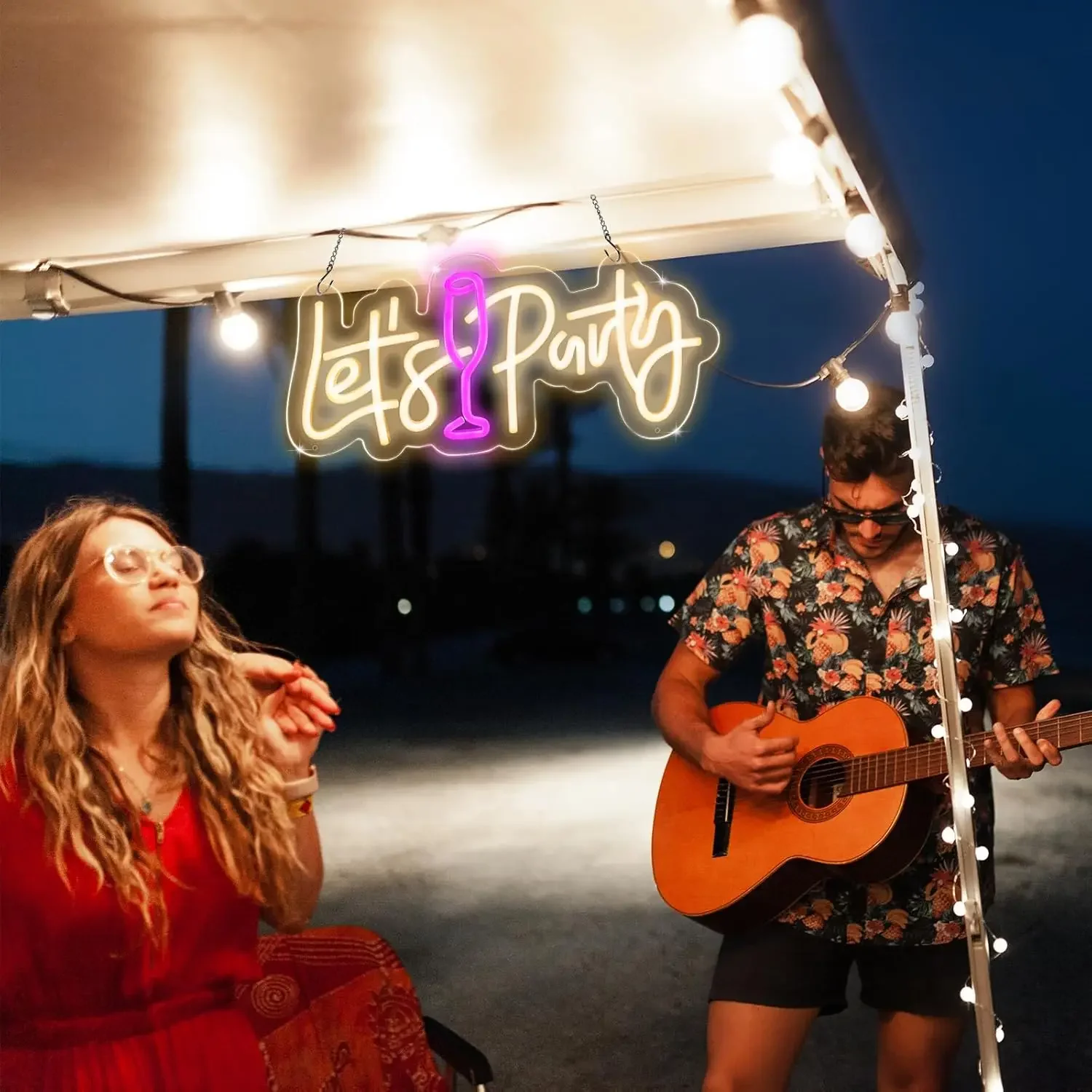 Let's Party Neon Sign USB Powered Dimmable LED Neon Light Sign Wall Decor Bedroom Party Pub Home Decoration Man Cave Gaming Room