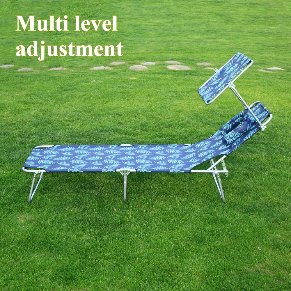 Cama plegable para exteriores con sombrilla, cama portátil plegable para playa, aleación de aluminio ultraligera, fácil montaje, cama portátil para senderismo