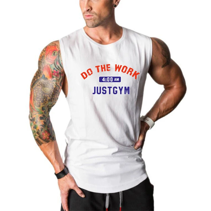 Mens Running Vests Cotton Sleeveless Breathable Workouts Tank Top Gym Fitness Bodybuilding Casual Jogging Undershirts Summer Top