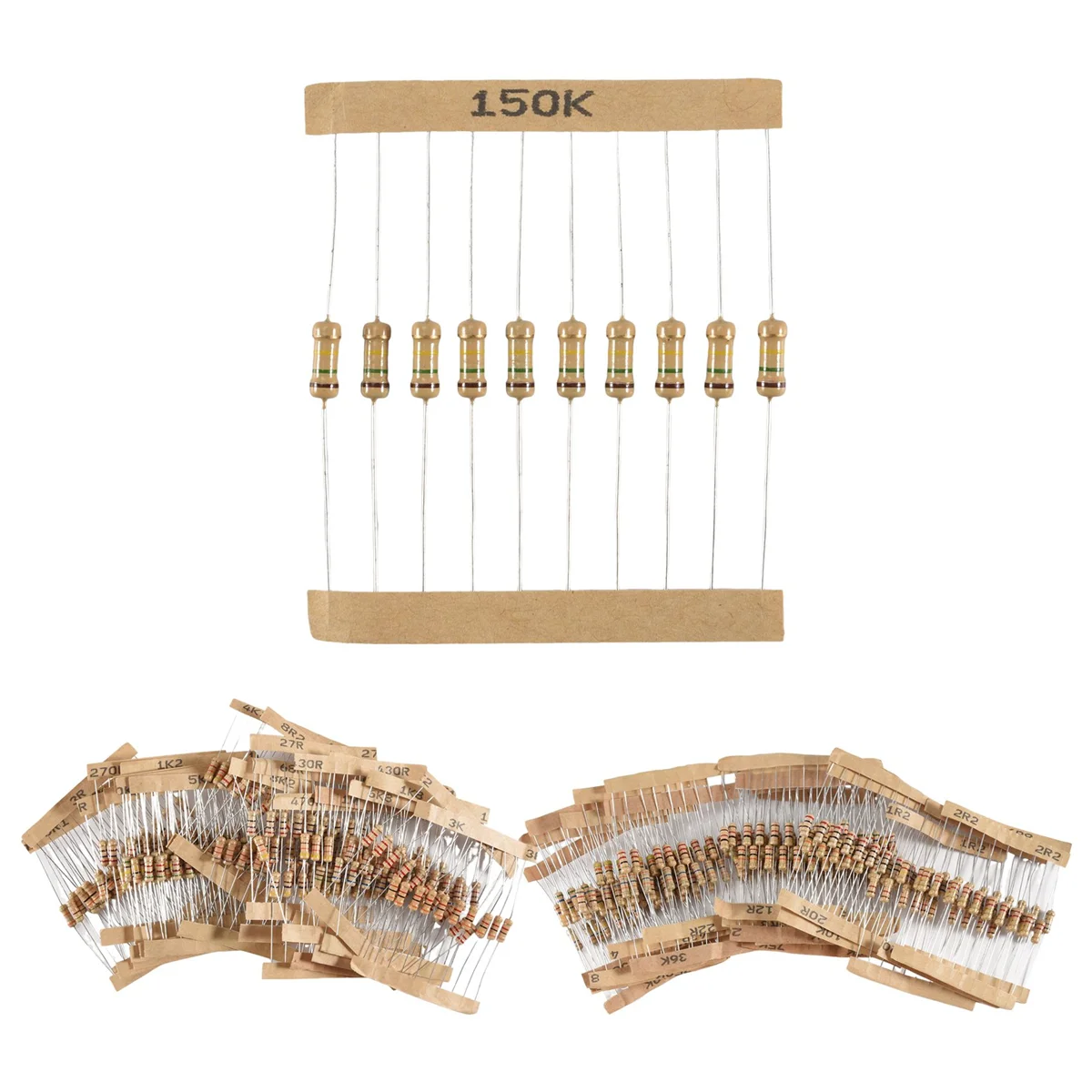 500pcs 50 Values 1/2W 0.5W 5% Carbon Film Resistors Assorted Kit Set