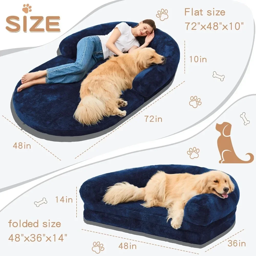 Human Dog Bed for Adults Cameras With Memory Foam Kittens Goods Furry Faux Fur Orthopedic Dog Bean Bed Pillow Folding Ladder Pet