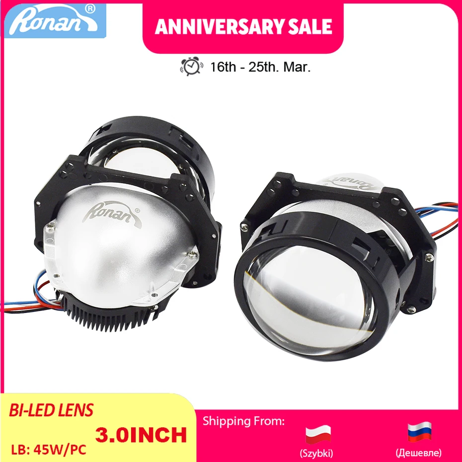 

Ronan 3,0 Bi светодиодные линзы для проектора, фара 3R G5 90 Вт D19T 6000LUX белого цвета, Универсальная автомобильная фара, модифицированный Стайлинг