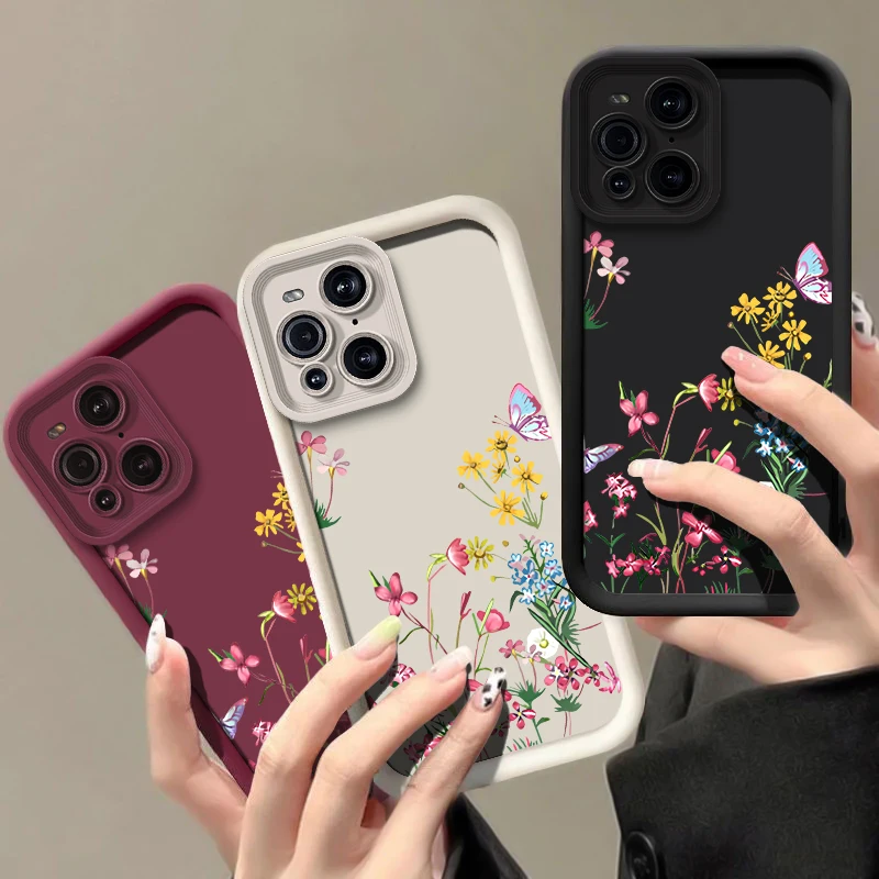 Color Flower Phone Case For OPPO F9 F19 F21 F23 F7 R11 R15 R17 Pro K9 K10X Shockproof Camera Lens Protection Silicone Soft Cover