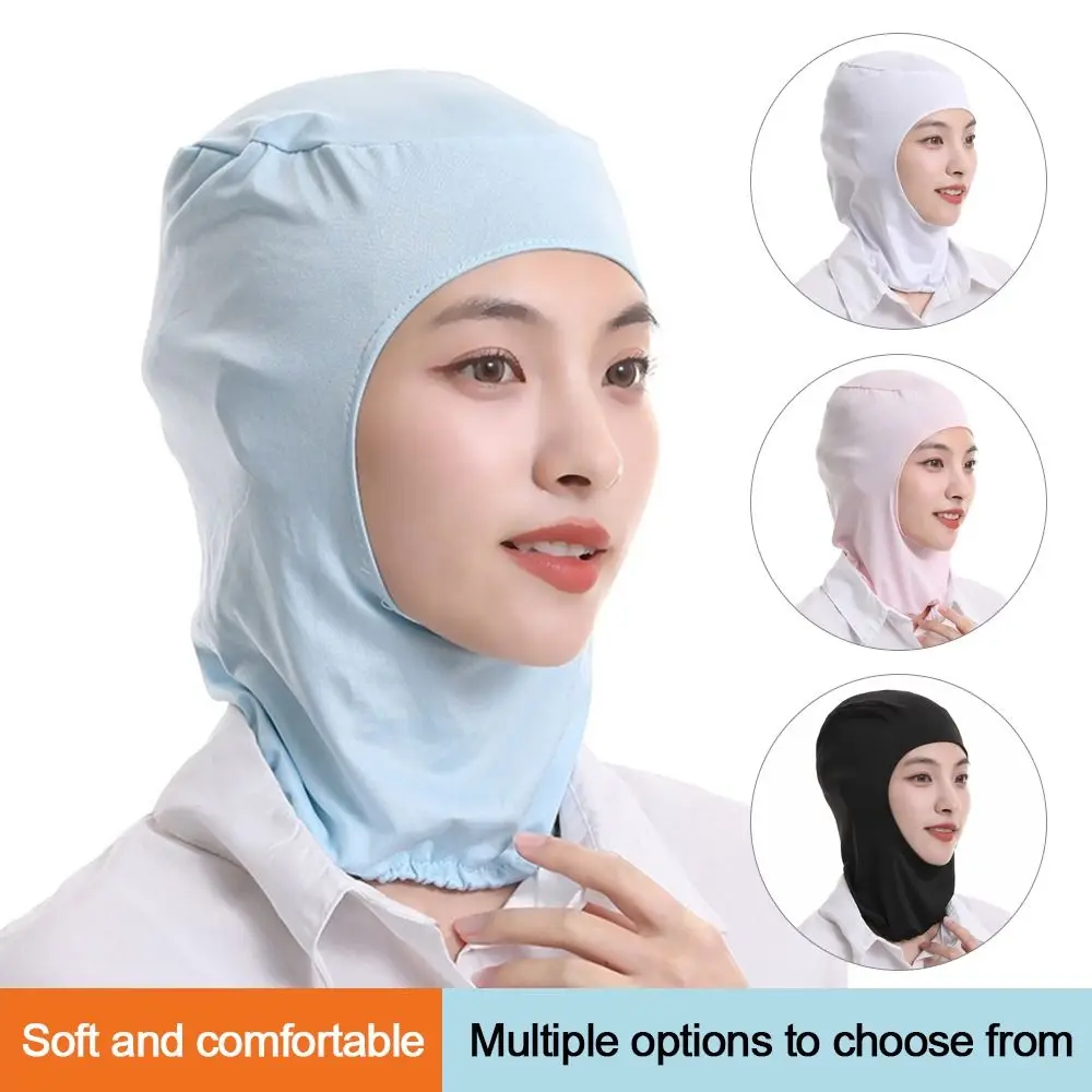 

New Elastic Dust Proof Cap Neck Protector Breathable Work Hat Solid Color Work Cap Food Factory