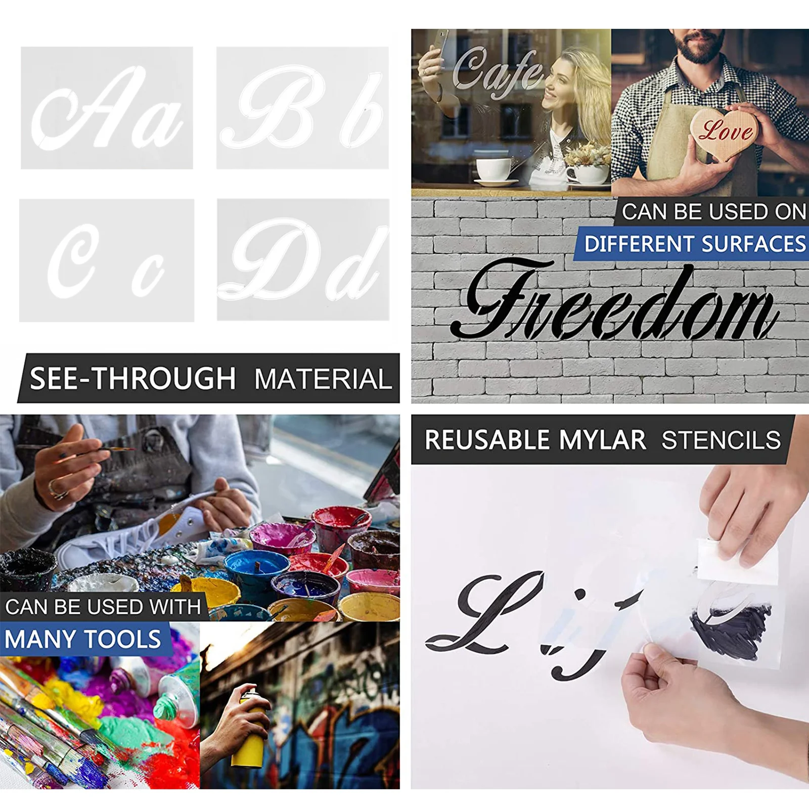 

40Pcs Letter Shape Stencils for Creative Drawing and Painting Projects Portable Art Craft Supplies for Childrens